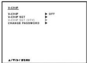 V-CHIP V-CHIP ▶ OFF V-CHIP SET ▶ V-CHIP SET (DTV) ▶ CHANGE PASSWORD ▶ A / V / N / E M E N U