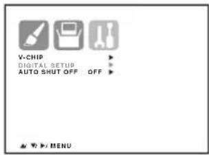 V-CHIP DIGITAL SETUP AUTO SHUT OFF OFF MENU