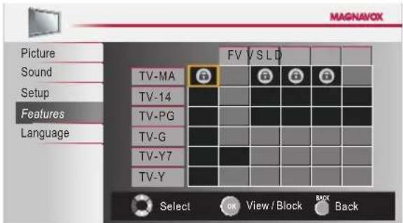 MAGNAVOX 19ME360B - Setting TV ratings - 1