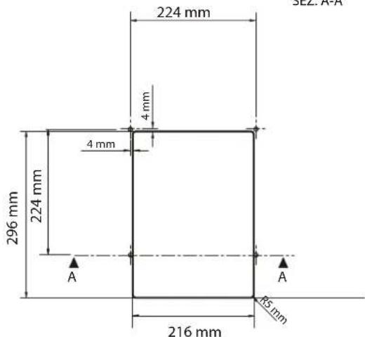 224 mm 4 mm 4 mm 296 mm 224 mm A A 216 mm R5 mm