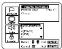SYLVANIA 6519DB - When Parental Level is selected - 1