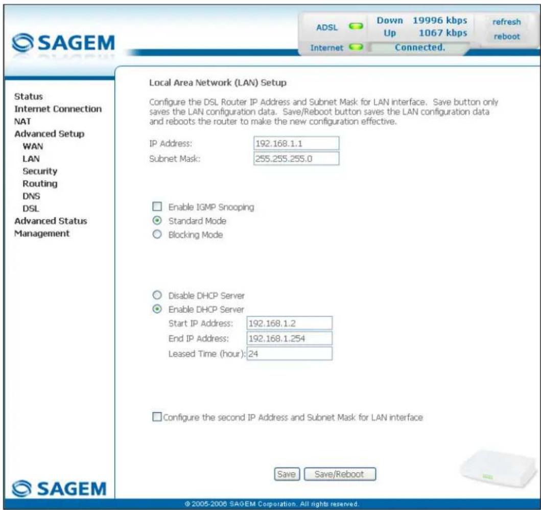 SAGEM Fast 1241 - 2) Data of the DHCP server - 1