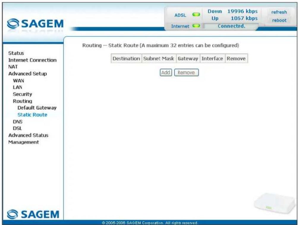 SAGEM Fast 1241 - Static Route - 1