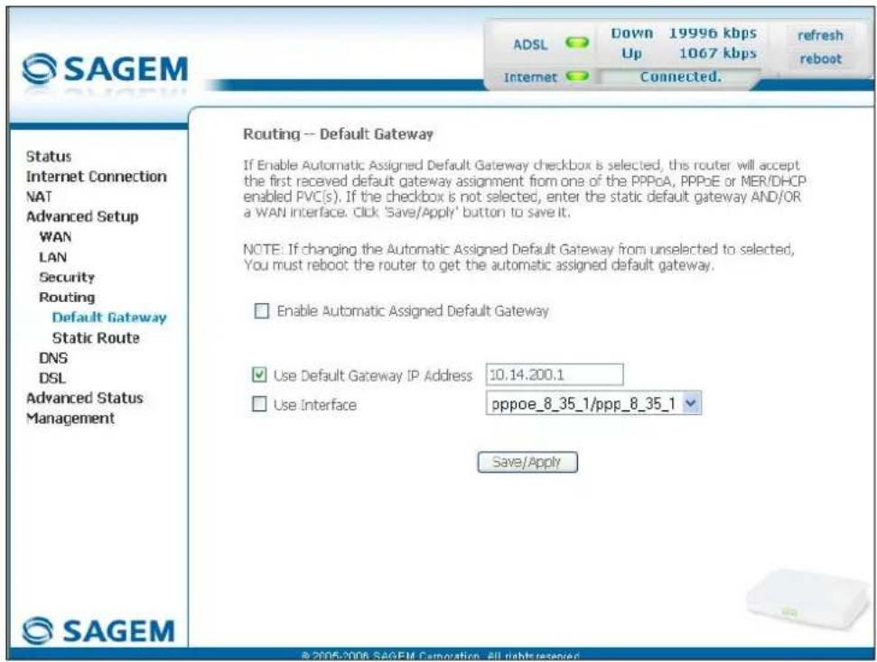 SAGEM Fast 1241 - Default Gateway - 1