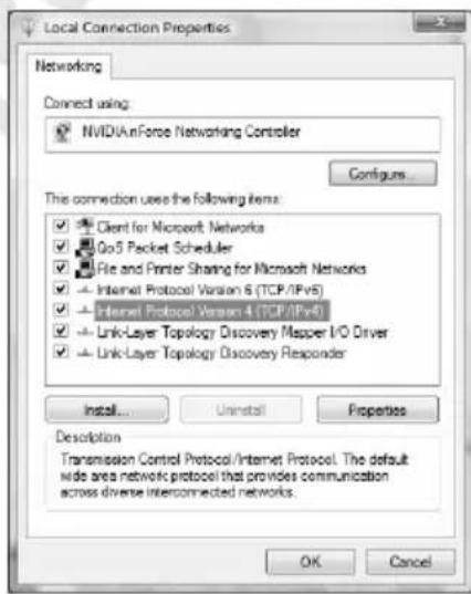 Local Connection Properties Networking Connect using: NVIDIA InForce Networking Controller Configurs... This connection uses the following items: ✓ Client for Microsoft Networks ✓ Go5 Packet Scheduler ✓ File and Printer Sharing for Microsoft Networks ✓ Internet Protocol Version 6 (TCP/IPv5) ✓ Internet Protocol Version 4 (TCP/IPv4) ✓ Link-Layer Topology Discovery Mapper I/O Driver ✓ Link-Layer Topology Discovery Responder Install... Uninstall Properties Description Transmission Control Protocol/Internet Protocol. The default wide area network protocol that provides communication across diverse interconnected networks. OK Cancel