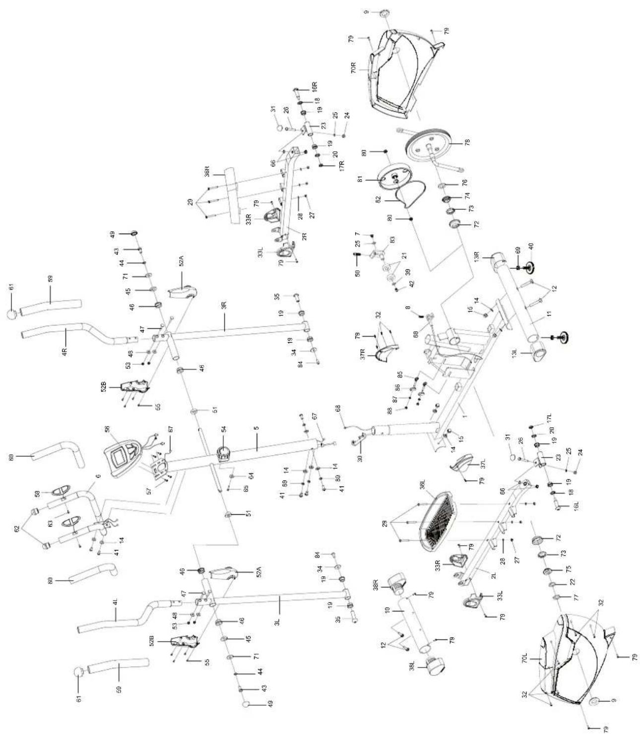 Technical diagram of a vehicle's internal components with numbered labels and schematic lines