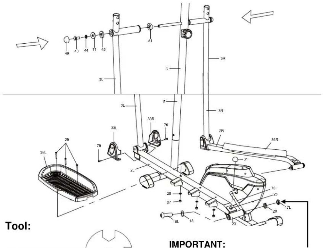 49 43 44 71 45 51 3L 3R 3L 33L 33R 79 2R 36R 29 79 2L 31 28 27 16L 18 78 26 20 17L 23 Tool: IMPORTANT: