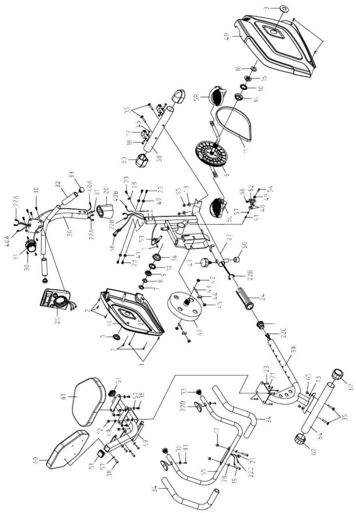 Technical diagram of a mechanical device with numbered components and labeled parts in English
