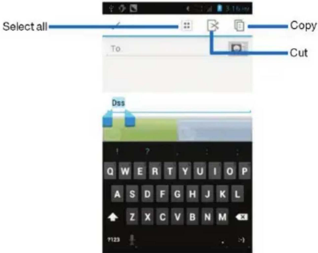 LENOVO A600E - Selecting text - 1