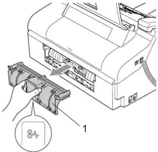 Diagram showing a printer's internal structure with a 8% label and a hand inserting a component into it.