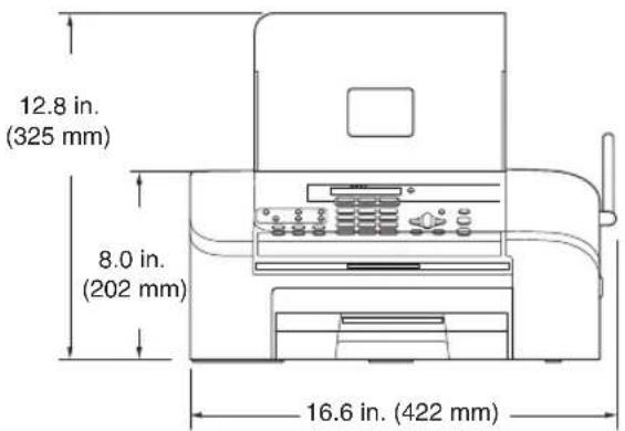 12.8 in. (325 mm) 8.0 in. (202 mm) 16.6 in. (422 mm)