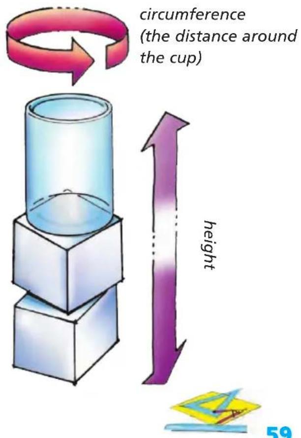 circumference (the distance around the cup) height 59