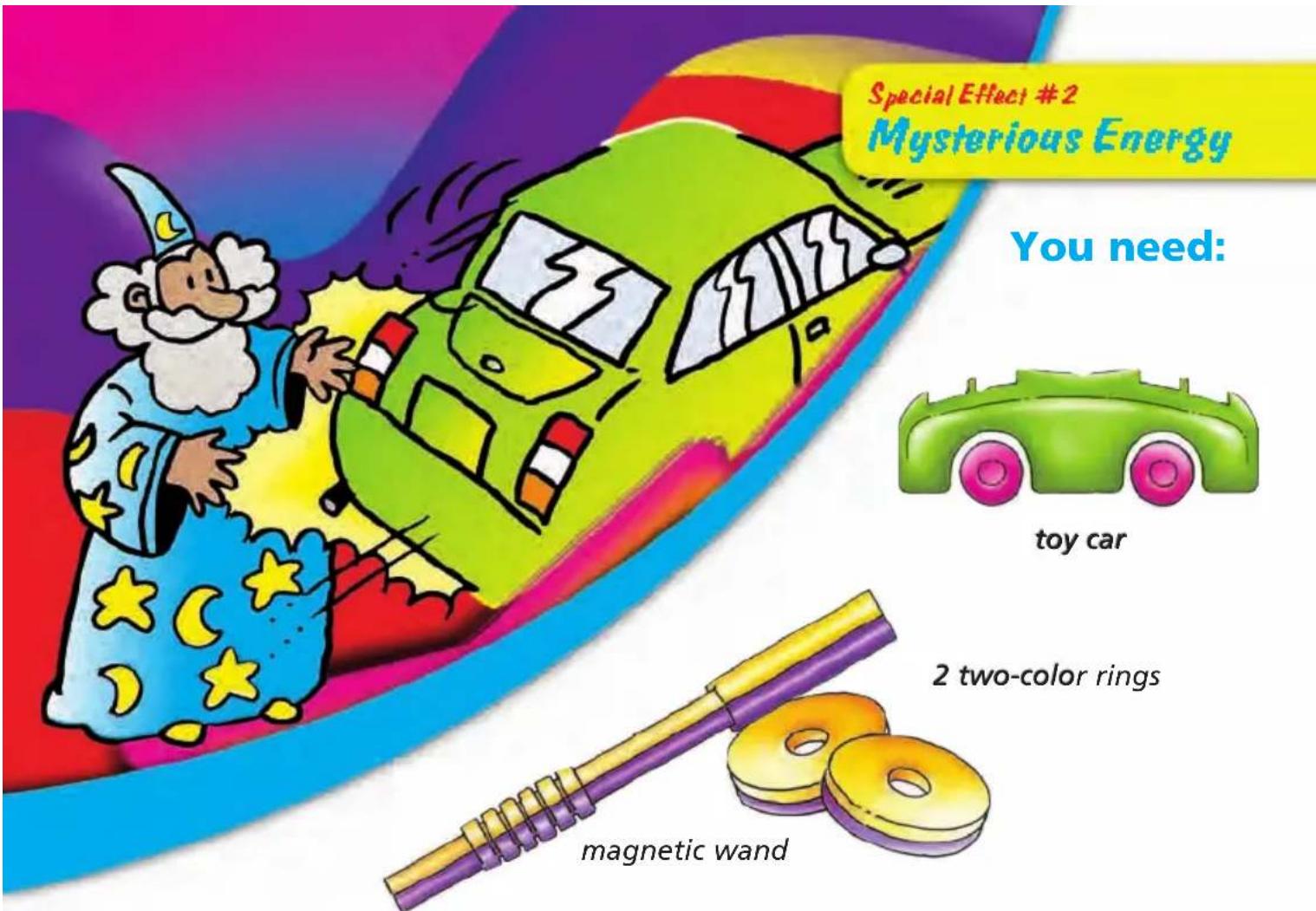 Special Effect #2 Mysterious Energy You need: toy car 2 two-color rings magnetic wand