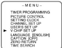 SYLVANIA 6313CD - Select "V-CHIP SET UP" - 1