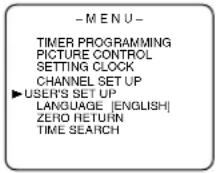 SYLVANIA 6309CE - Select "USER'S SET UP" - 1