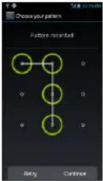Choose your pattern Pattern recorded Retry Continue