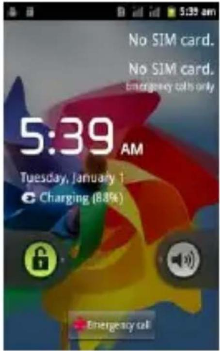 No SIM card. No SIM card. emergency calls only 5:39 AM Tuesday, January 1 Charging (8.8%) Emergency call