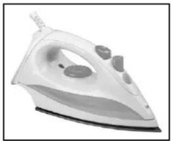 White iron iron with gray and white design, no visible text or symbols