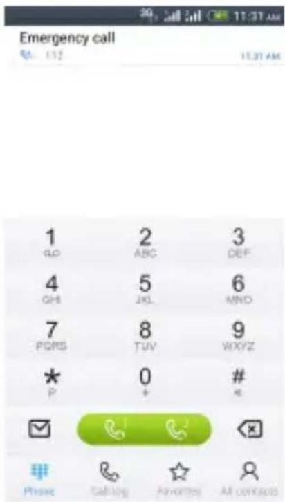 Emergency call 1 GO 2 ABC 3 DEF 4 GHI 5 JKL 6 MNO 7 PGRS 8 TUV 9 WXYZ * P 0 + # # Phone Calling Favorites All contacts