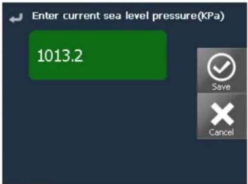 Enter current sea level pressure(KPa) 1013.2 Save Cancel