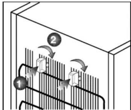 Diagram showing fluid flow through a container with labeled components and directional arrows indicating flow direction.