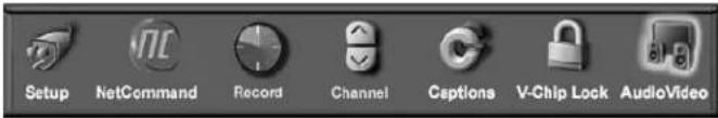 Setup NetCommand Record Channel Capsions V-Chip Lock AudioVideo
