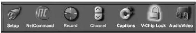 Setup NetCommand Record Channel Captions V-Chip Lock AudioVideo