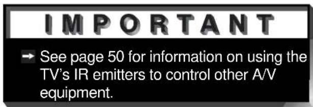 IMPORTANT → See page 50 for information on using the TV's IR emitters to control other A/V equipment.