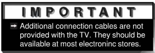 IMPORTANT → Additional connection cables are not provided with the TV. They should be available at most electronic stores.