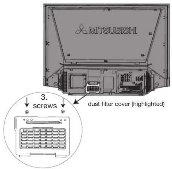MITSUBISHI 3. screws dust filter cover (highlighted)