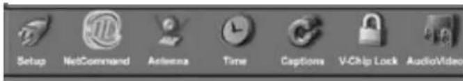 Setup NetCommand Antenna Time Captions V-Chip Lock AudioVideo