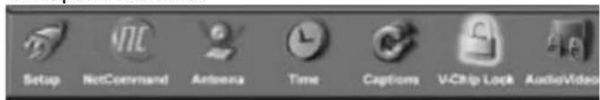 Setup NetCommand Antenna Time Captions V-Chip Lock AudioVideo