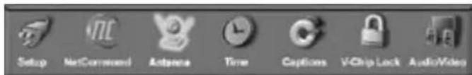 Setup NetCommand Antenna Time Captions VChip Lock Audio/Vide