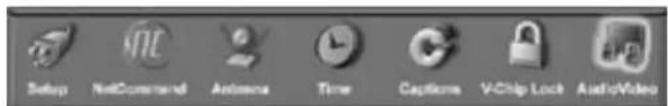 Setup NetCommand Antenna Time Captions V-Chip Lock AudioVideo