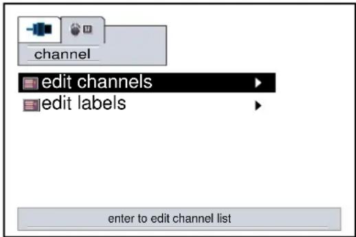 channel edit channels edit labels enter to edit channel list