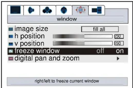 window image size fill all h position 50 v position 50 freeze window off on digital pan and zoom right/left to freeze current window