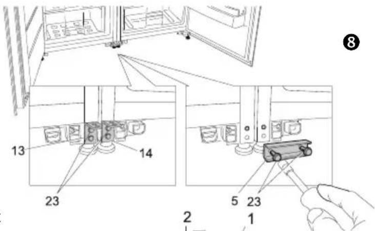 Orima ORF 22 BG - Door position adjustment when planes A or C of the appliances are not level - 1