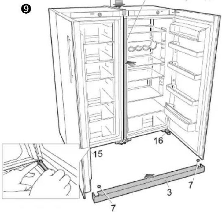 Orima ORF 22 BG - Door position adjustment when planes A or C of the appliances are not level - 2