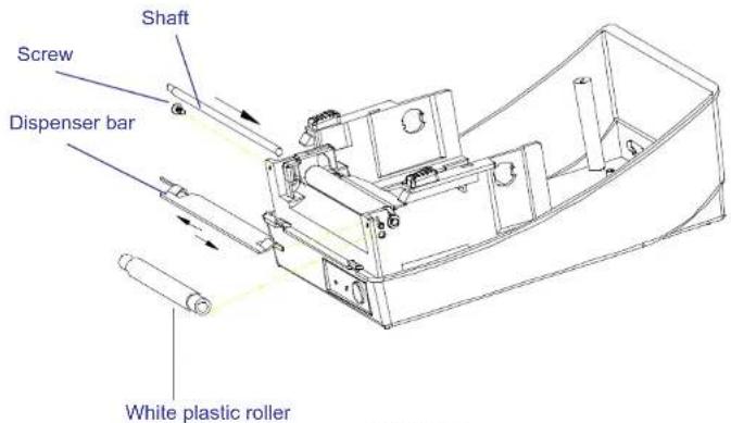 Shaft Screw Dispenser bar White plastic roller