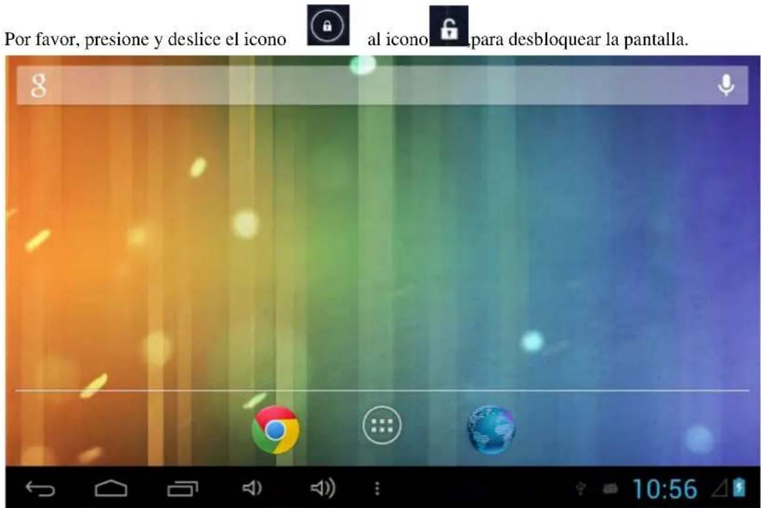 Por favor, presione y deslice el icono al icono para desbloquear la pantalla.
