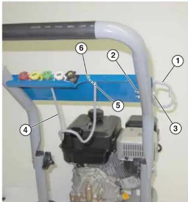 Labeled diagram of a medical or laboratory equipment setup with numbered components