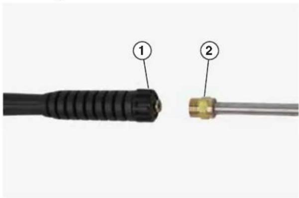 Diagram showing two labeled components of a welding torch, numbered 1 and 2, with the latter being slightly extended.