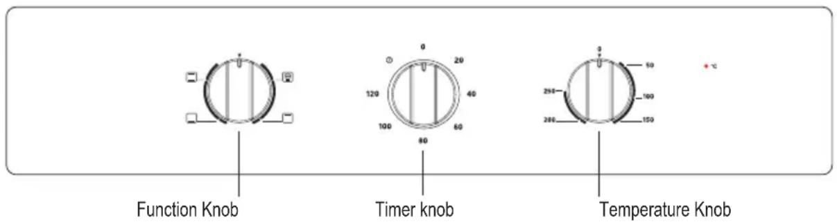 Function Knob Timer knob Temperature Knob