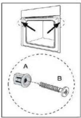 Technical diagram showing a mechanical assembly with labeled components A and B, including directional arrows and a dashed circular outline.