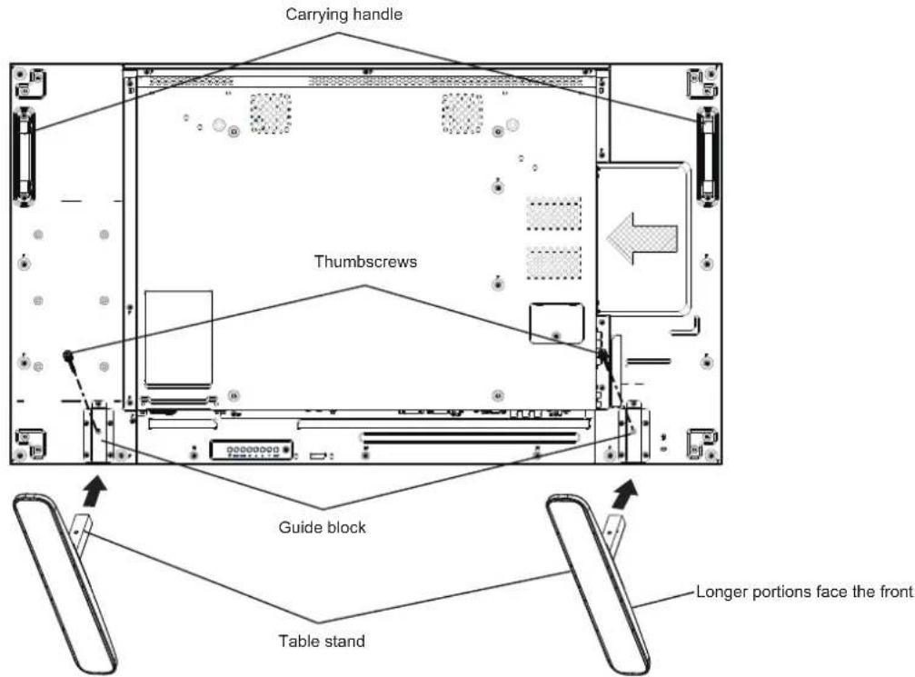 VIEWSONIC CDX4952-L - To install table stands: - 1