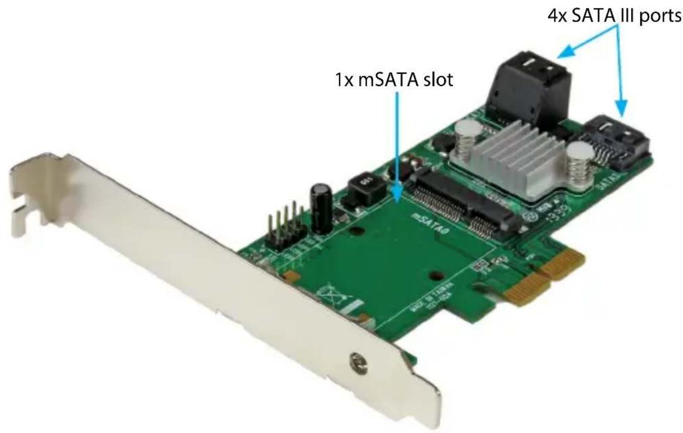 1x mSATA slot 4x SATA III ports