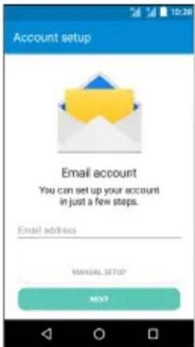 Account setup Email account You can set up your account in just a few steps. Email address MANUAL SETUP NEXT