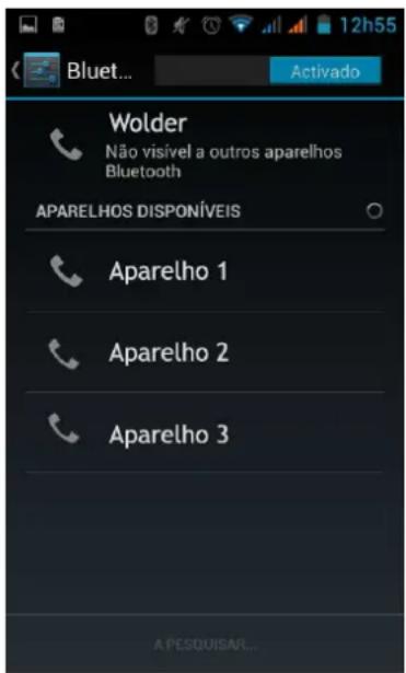 Wolder Não visível a outros aparelhos Bluetooth APARELHOS DISPONÍVEIS Aparelho 1 Aparelho 2 Aparelho 3 A PESQUISAR...