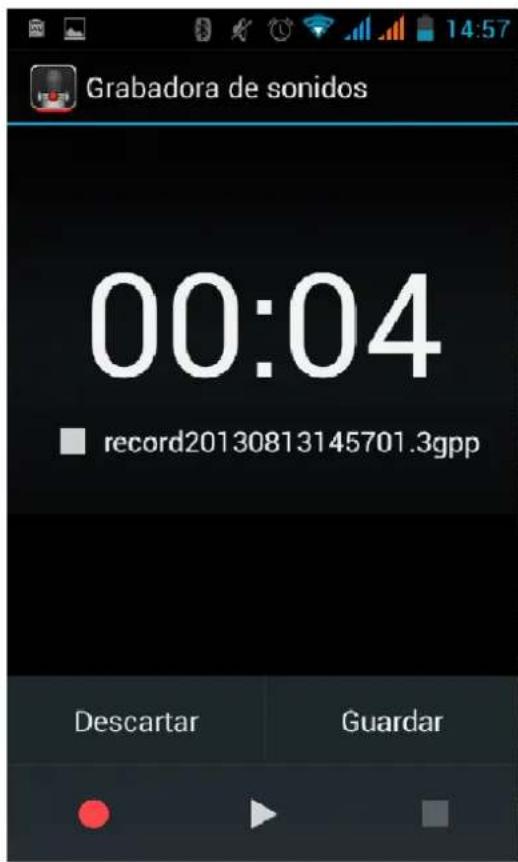 Grabadora de sonidos 00:04 record20130813145701.3gpp Descartar Guardar