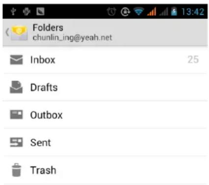 Folders chunlin_ing@yeah.net Inbox 25 Drafts Outbox Sent Trash